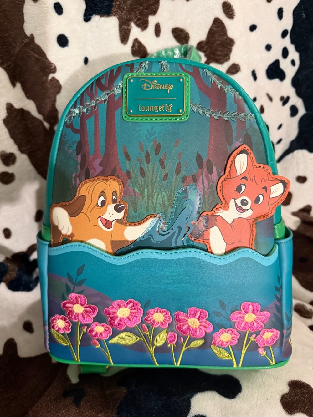 Loungefly Teal fox and hound Woodland Mini Backpack